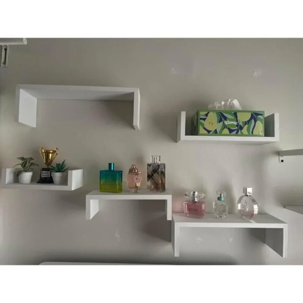 New Set of 5 Floating Wall Shelves for Bathroom, Bedroom, and Living Room Decor
